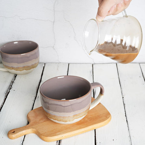 Bosmarlin Taza cerámica jumbo, apta para lavavajillas y microondas, uso diario.