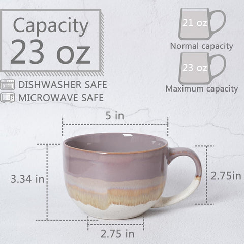Bosmarlin Taza cerámica jumbo, asa en forma de interrogación para agarre estable.