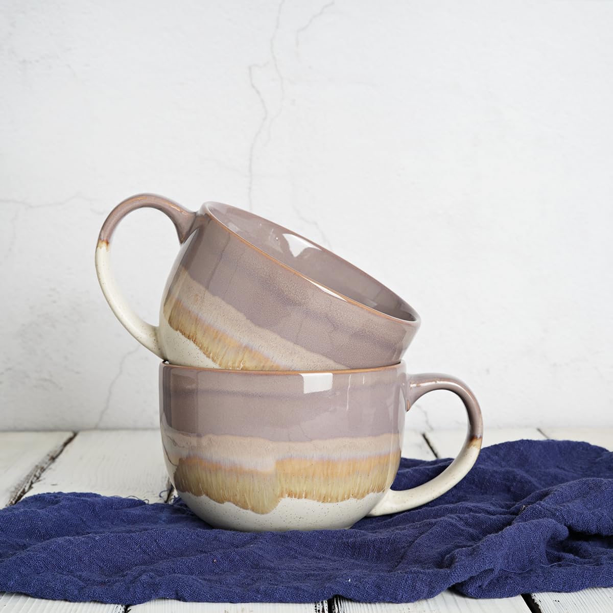 Bosmarlin Taza cerámica jumbo, regalo ideal, conjunto de dos tazas para hogar u oficina.