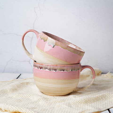 Bosmarlin diseño clásico rosa, taza cerámica jumbo para casa