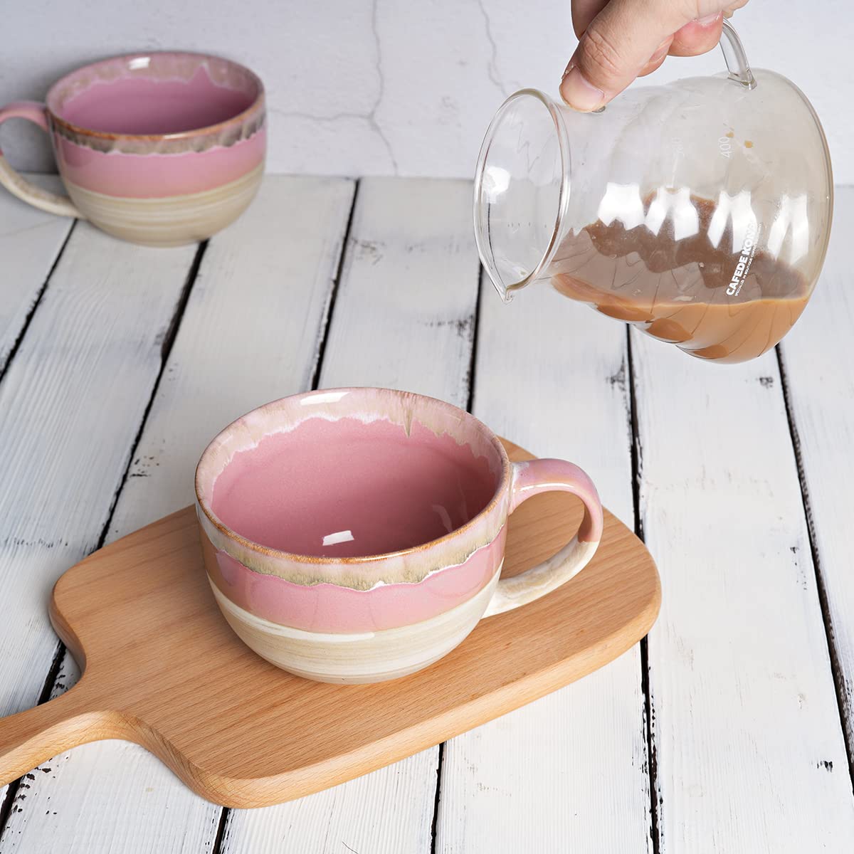 Bosmarlin taza jumbo rosa, ideal para oficina y desayunos energéticos