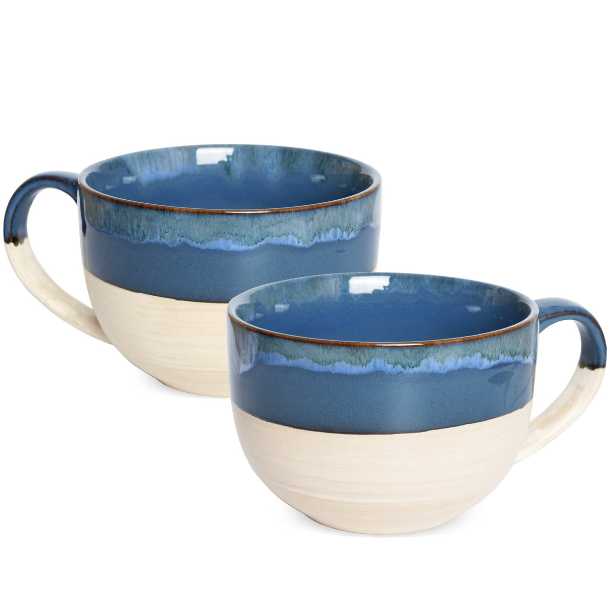 Bosmarlin tazas cerámicas jumbo azul prusia de 23 oz en conjunto para café diario