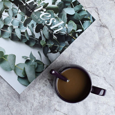 Bosmarlin taza cerámica lavavajillas y microondas seguros, morado