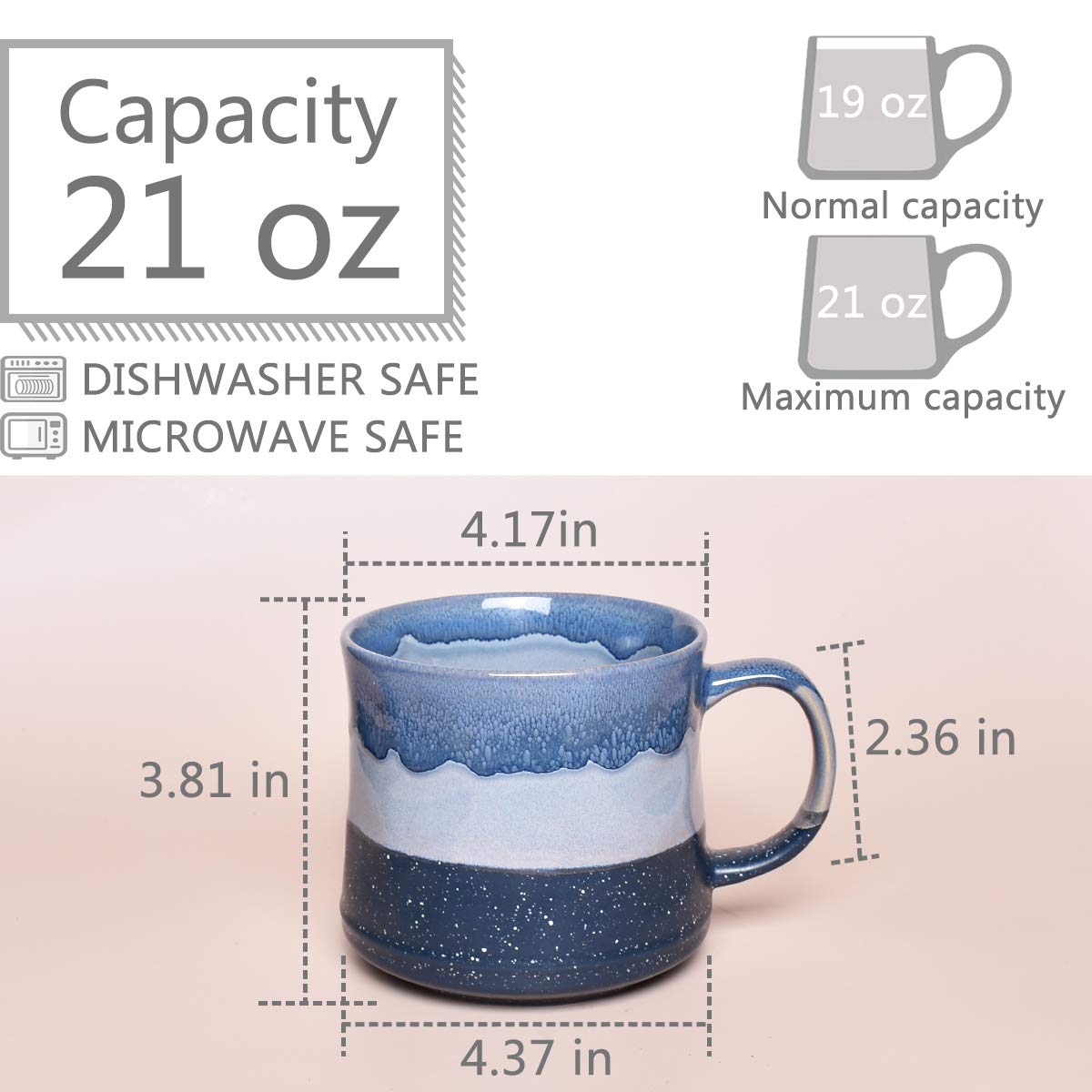 Bosmarlin taza cerámica con mango ergonómico, evita deslizamientos al sostener.