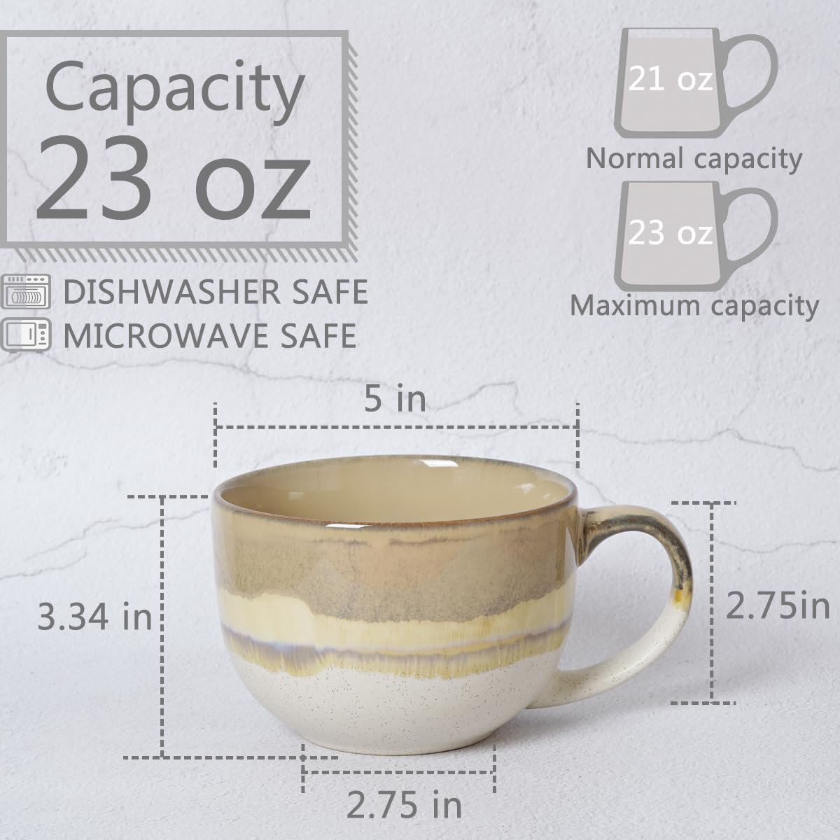 Taza Bosmarlin con manija en forma de interrogación para un agarre cómodo.