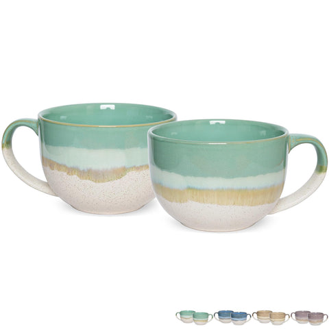 Taza jumbo Bosmarlin en cerámica verde menta, gran capacidad para café o cacao.