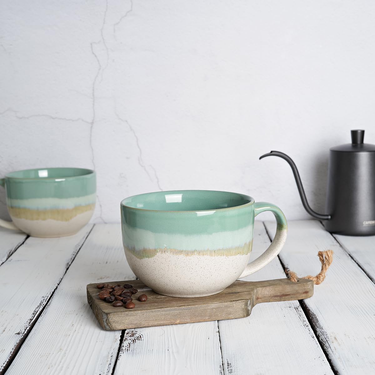 Taza Bosmarlin de diseño clásico en verde menta, regalo práctico.