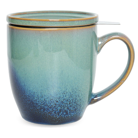 Taza Bosmarlin con infusor y tapa de 16 onzas para preparar té de hojas sueltas.