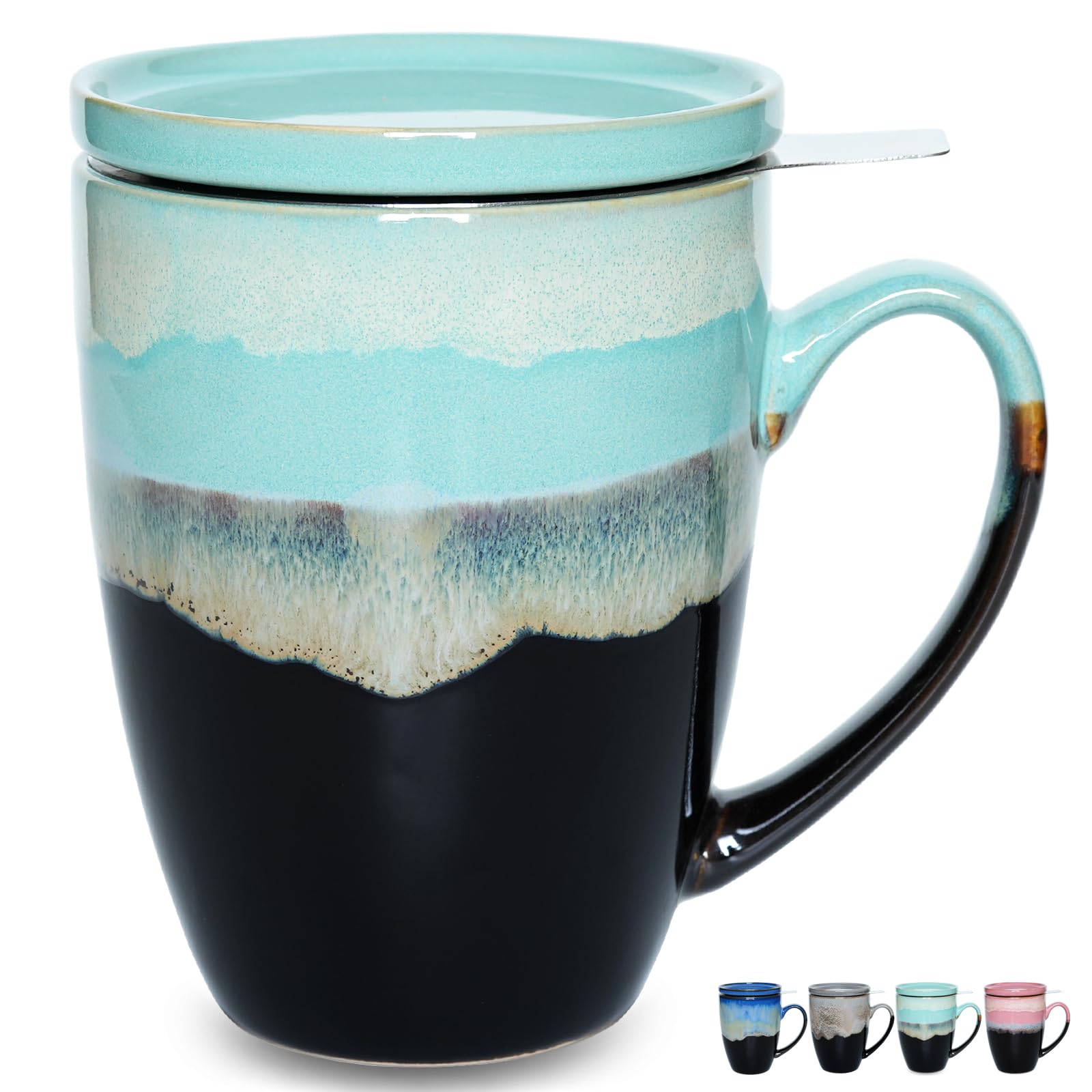 Taza Bosmarlin de cerámica con infusor y tapa para infusiones fáciles