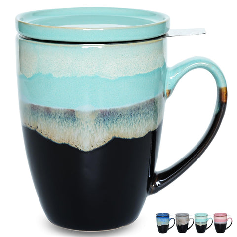 Taza Bosmarlin de cerámica con infusor y tapa para infusiones fáciles