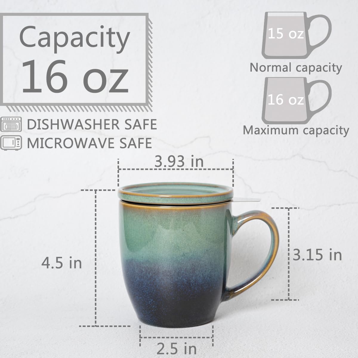 Taza Bosmarlin con esmalte reactivo verde pálido para un acabado único.
