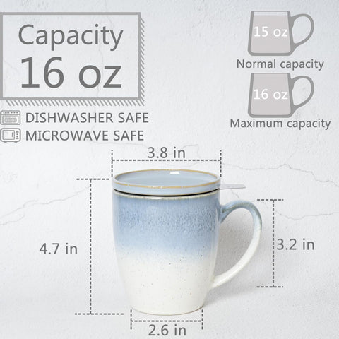 Bosmarlin Taza cerámica con esmalte gradiente azul, elegante diseño para cualquier ocasión.