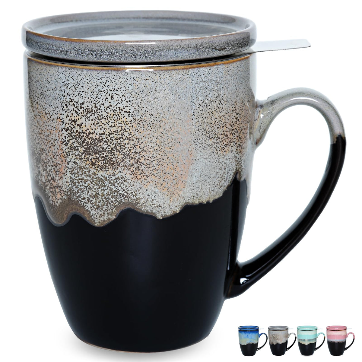 Taza Bosmarlin con infusor azul, ideal para ritual diario de té.