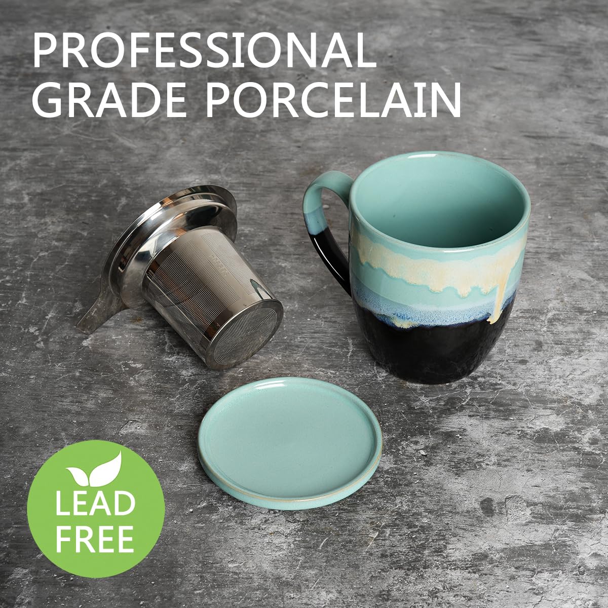 Bosmarlin Taza crema con infusor y tapa, ideal para desayunos tranquilos.