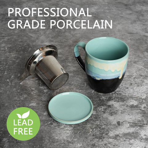 Bosmarlin Taza crema con infusor y tapa, ideal para desayunos tranquilos.