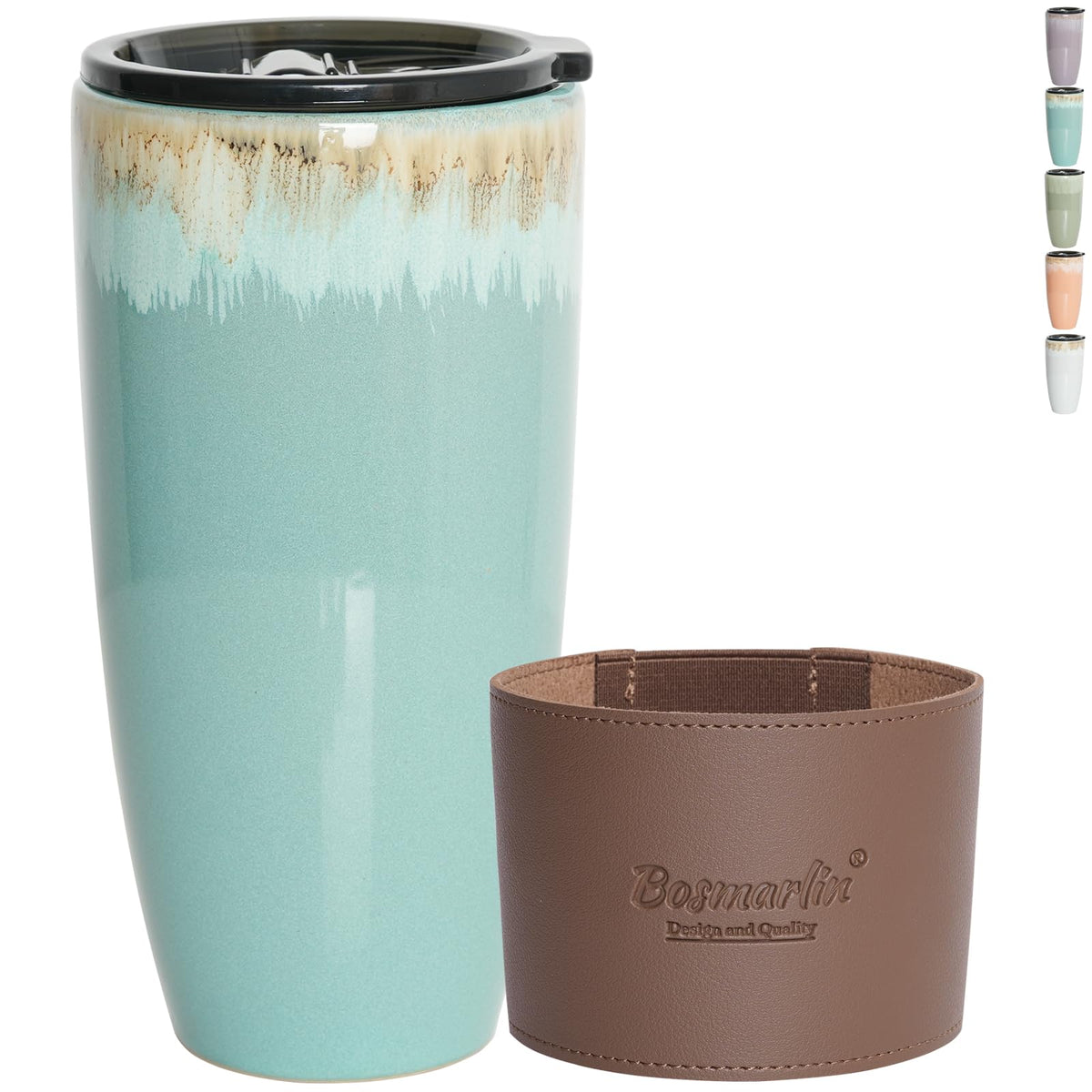 Bosmarlin taza cerámica de viaje con tapa para café o té