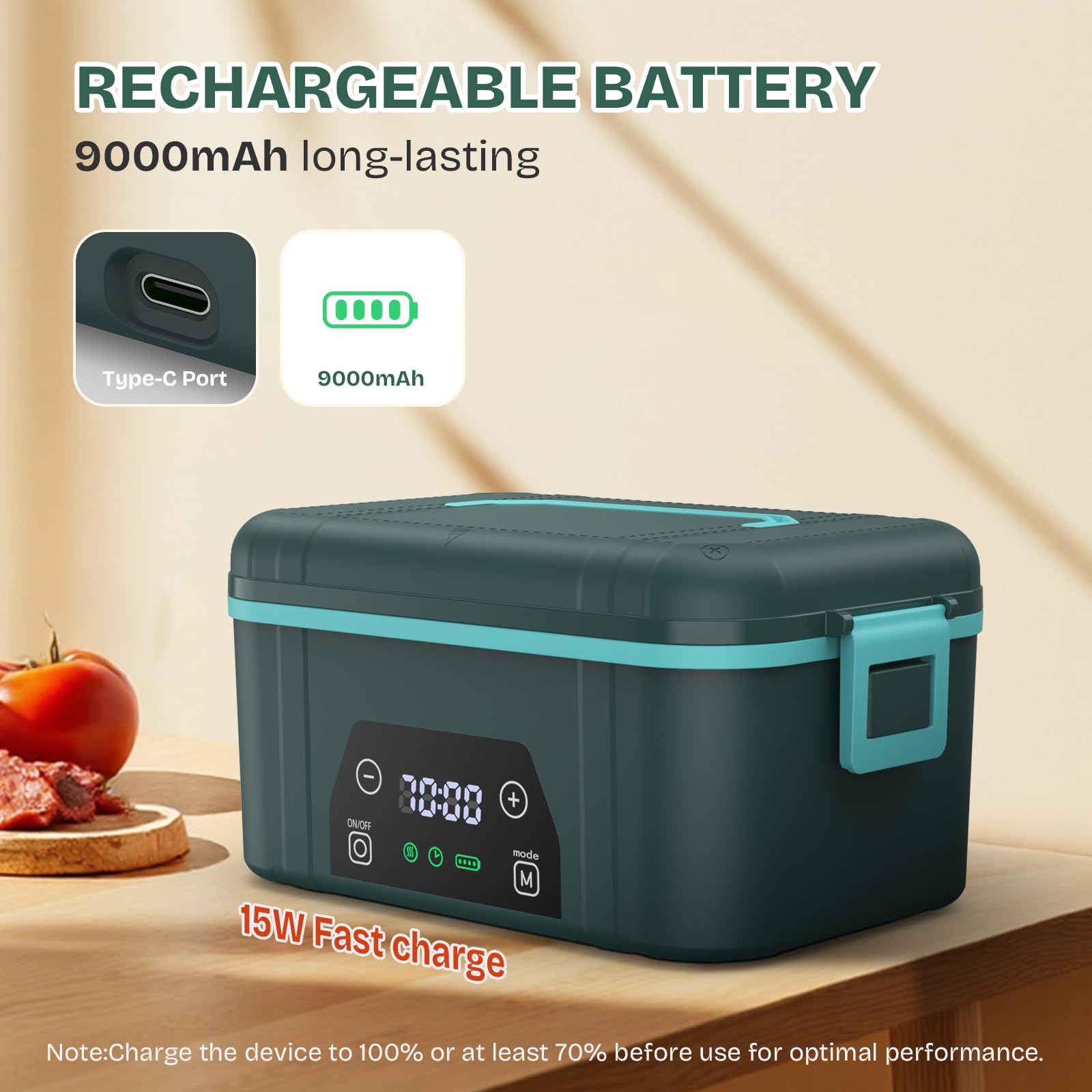 Bospewtse caja-almuerzo-9000mah, batería robusta para uso diario sin red eléctrica.
