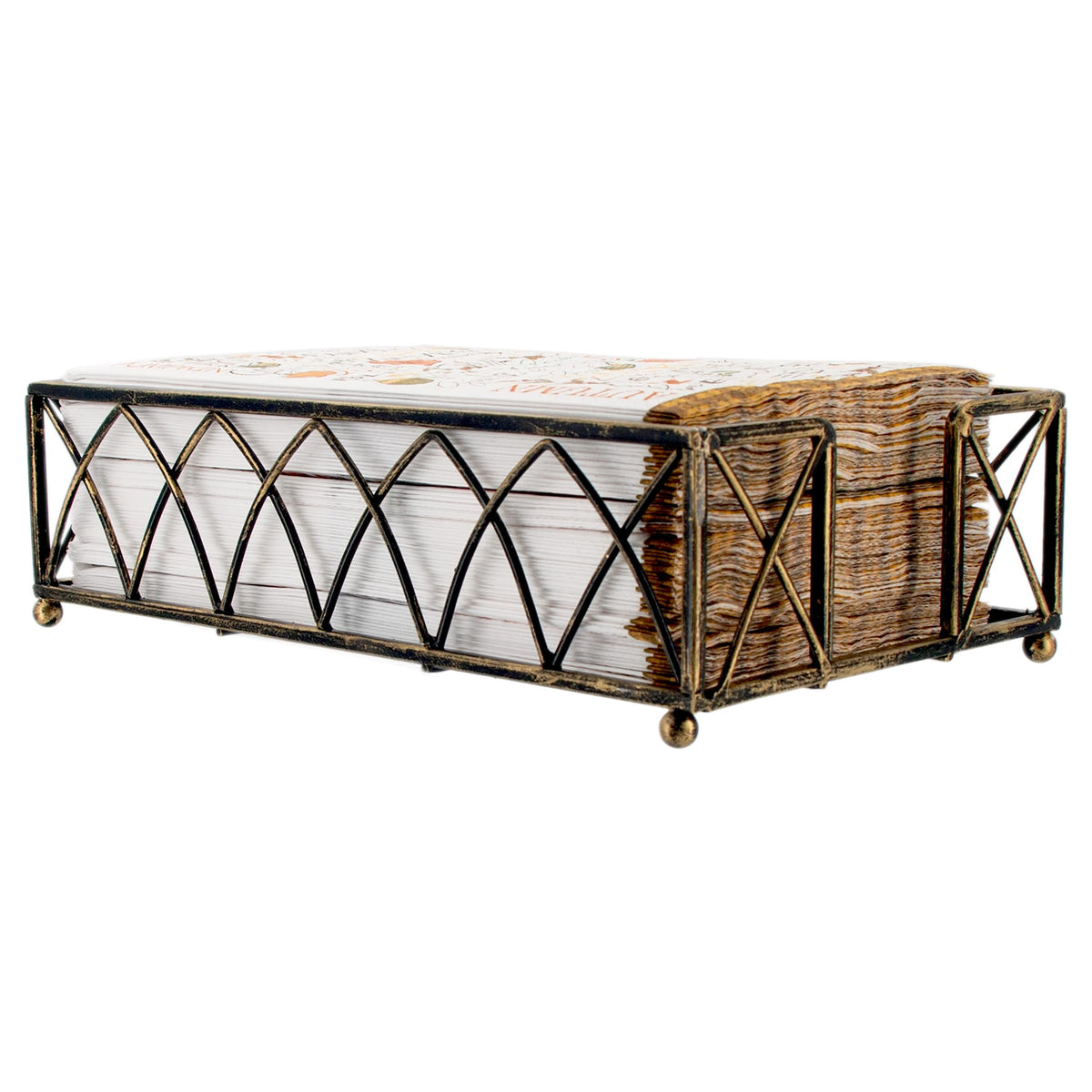 Porta servilletas Boston International Arch Design en bronce antiguo para mesa elegante.