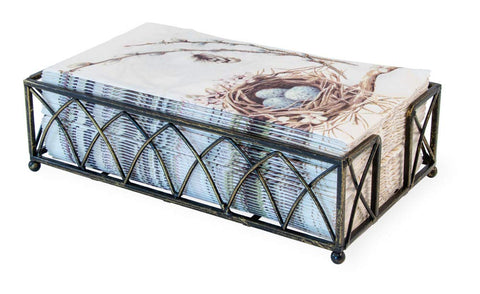 Portanapkins Boston International Arch Design para buffet y barra con acabado bronce antiguo.
