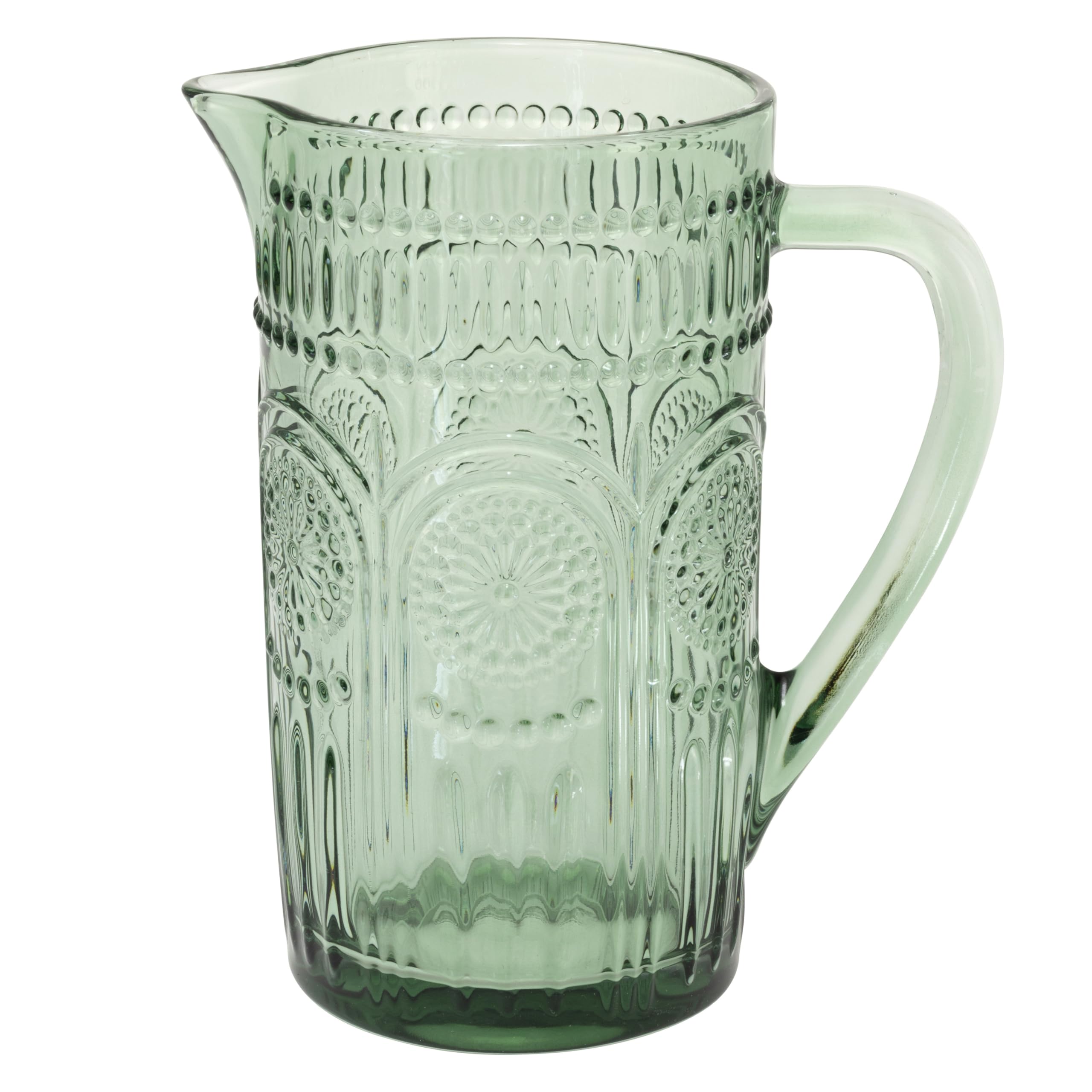 Jarra Boston International con patrón floral grabado, ideal para servir bebidas frías en reuniones
