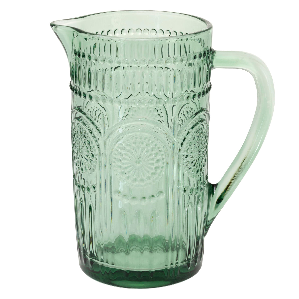 Jarra Boston International con patrón floral grabado, ideal para servir bebidas frías en reuniones