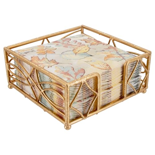 Boston International porta-servilletas metal dorado con pies redondos, ideal para barra y buffet.
