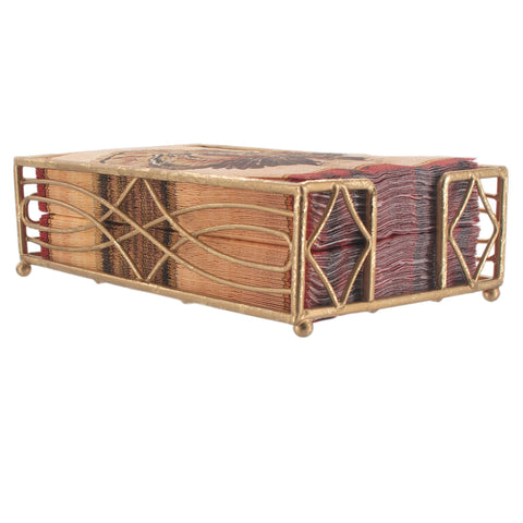 Boston International Wave Design porta-servilletas con hoja de oro, elegante para mesa.