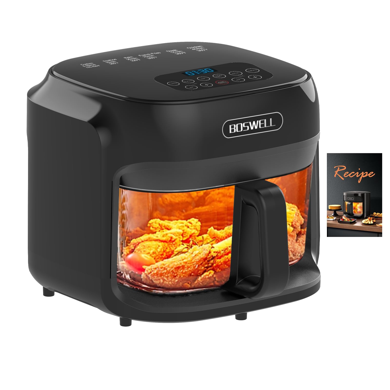 BOSWELL Freidora de aire con vidrio 7.5qt para supervisión visual y resultados consistentes.