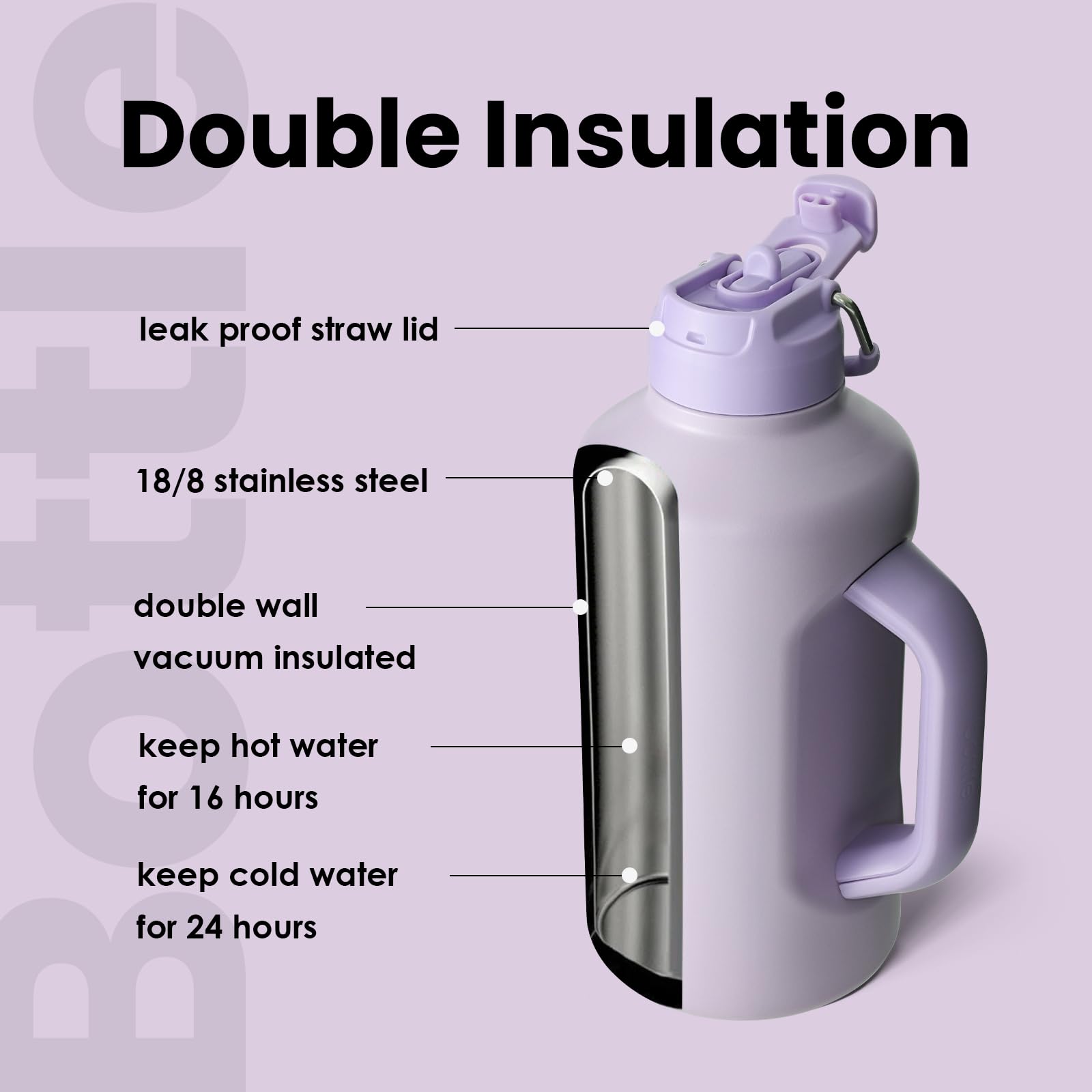 BOTTLE BOTTLE: asa grande facilita sostener la botella durante entrenamientos o excursiones.
