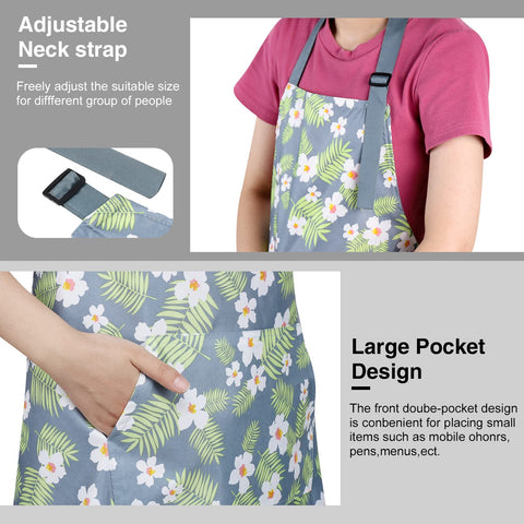 BOUMUSOE delantal floral duradero, ideal para uso diario en cocina y taller.
