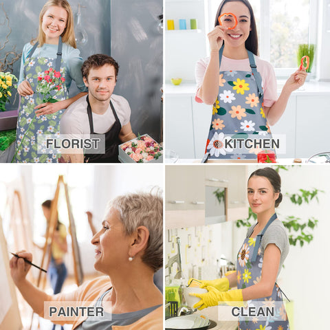 BOUMUSOE delantal floral para cocina y jardinería, uso versátil y cómodo.