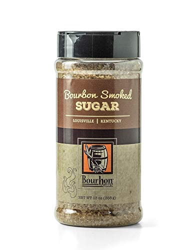 Bourbon Barrel Foods azúcar ahumado en botella dosificadora para postres y cócteles.