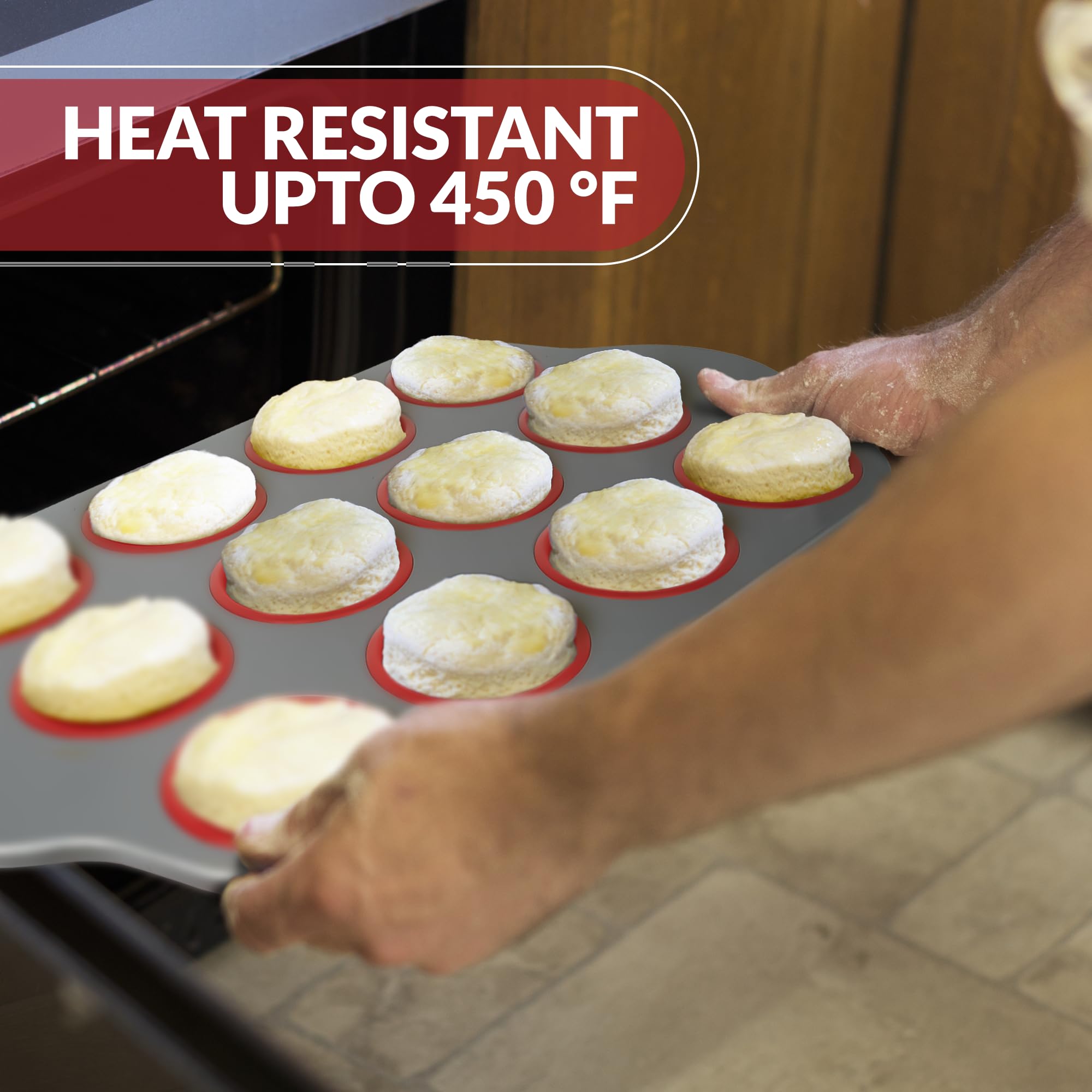 Boxiki Kitchen silicona antiadherente, desmolde limpio para muffins y cupcakes