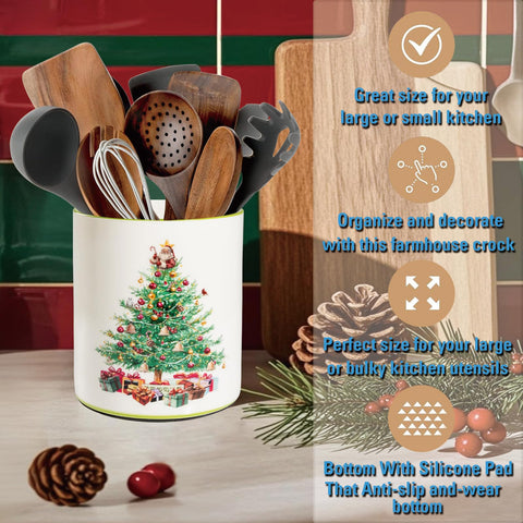 BOXJINCO porta-utensilios cerámico con motivo árbol, aporta calidez a la cocina