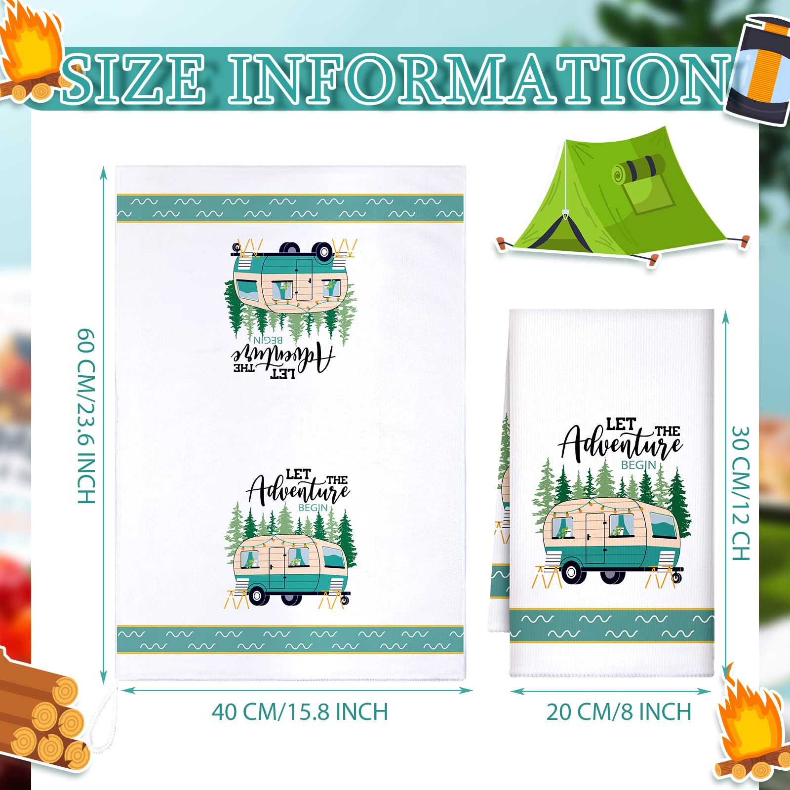 Boyiee toallas de camping con diseño coche, útiles para la limpieza rápida de utensilios.
