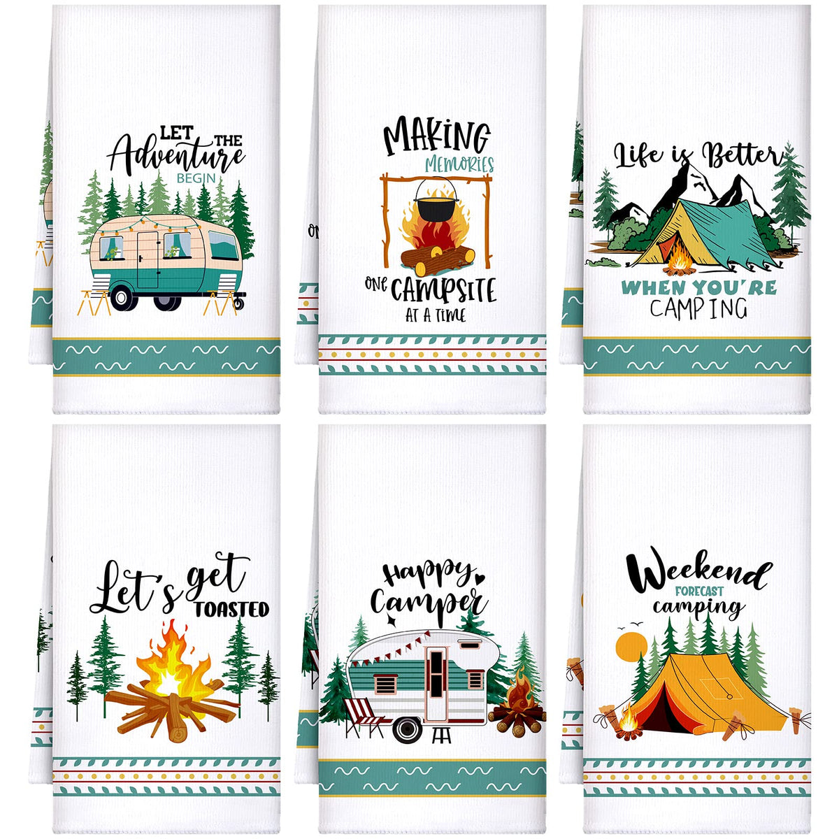Boyiee set de 6 toallas de camping blancas, absorbentes para la cocina.