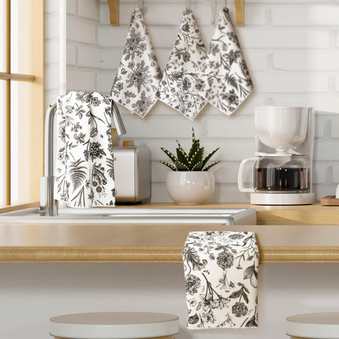 Boyiee toallas flor retro, secado rápido para tazas y cuencos