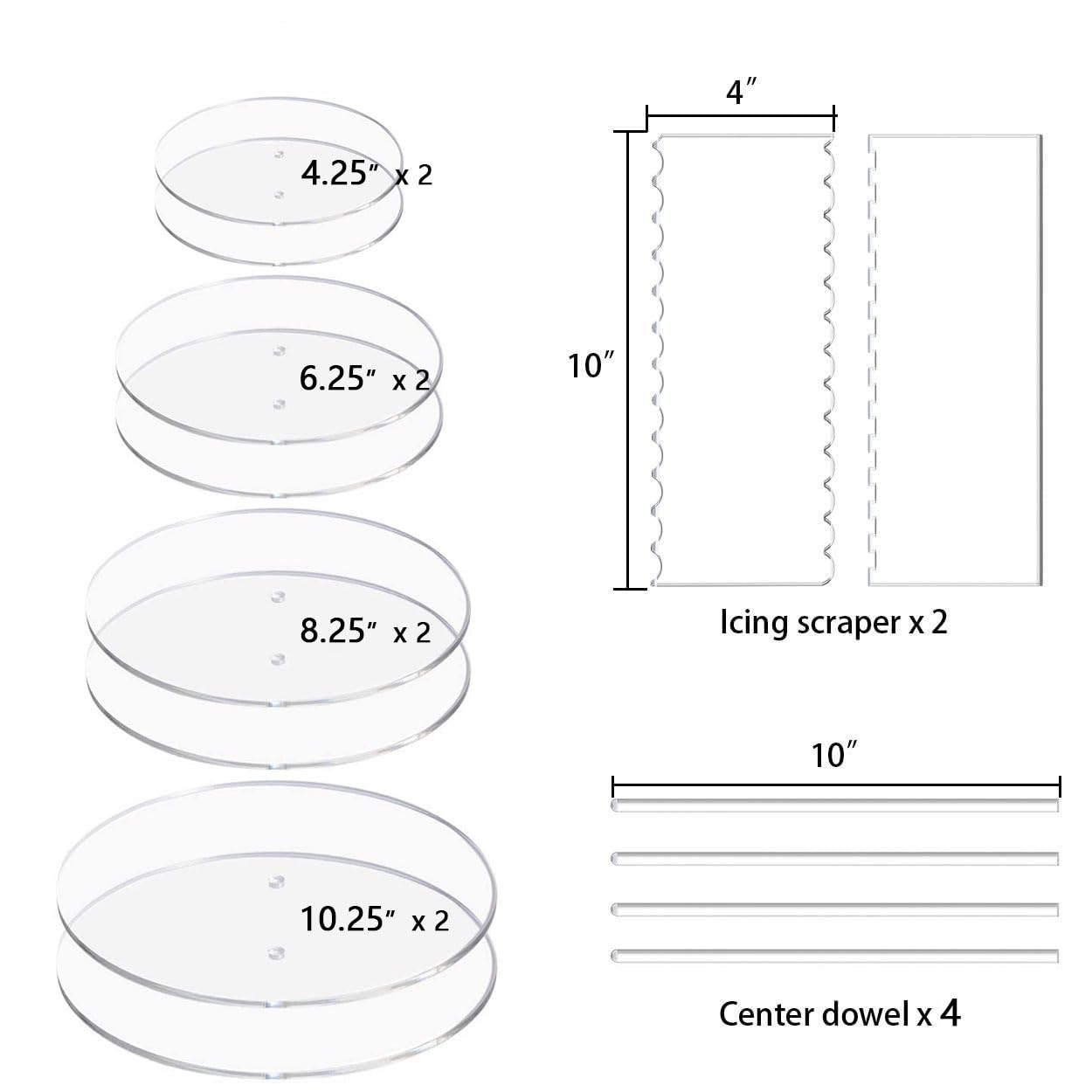 Boyun espátulas para glaseado, dos diseños para bordes definidos.