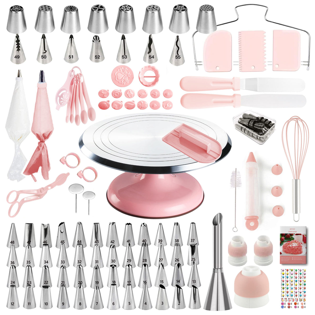 Boyun kit decoracion torta con tabla giratoria de aluminio para decoraciones uniformes