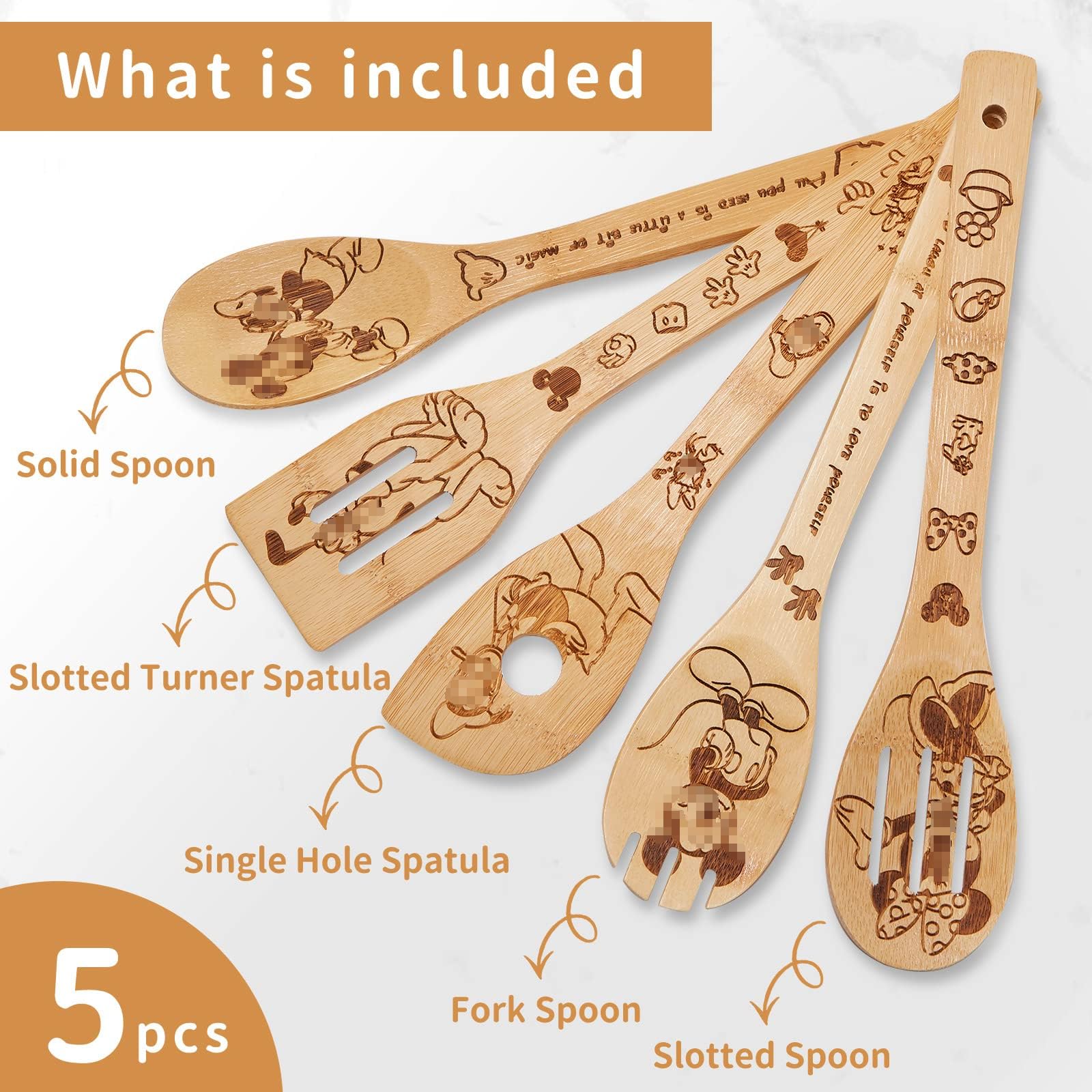 BOZICRE utensilios de bambú para cocinar, durabilidad y suavidad en superficies.