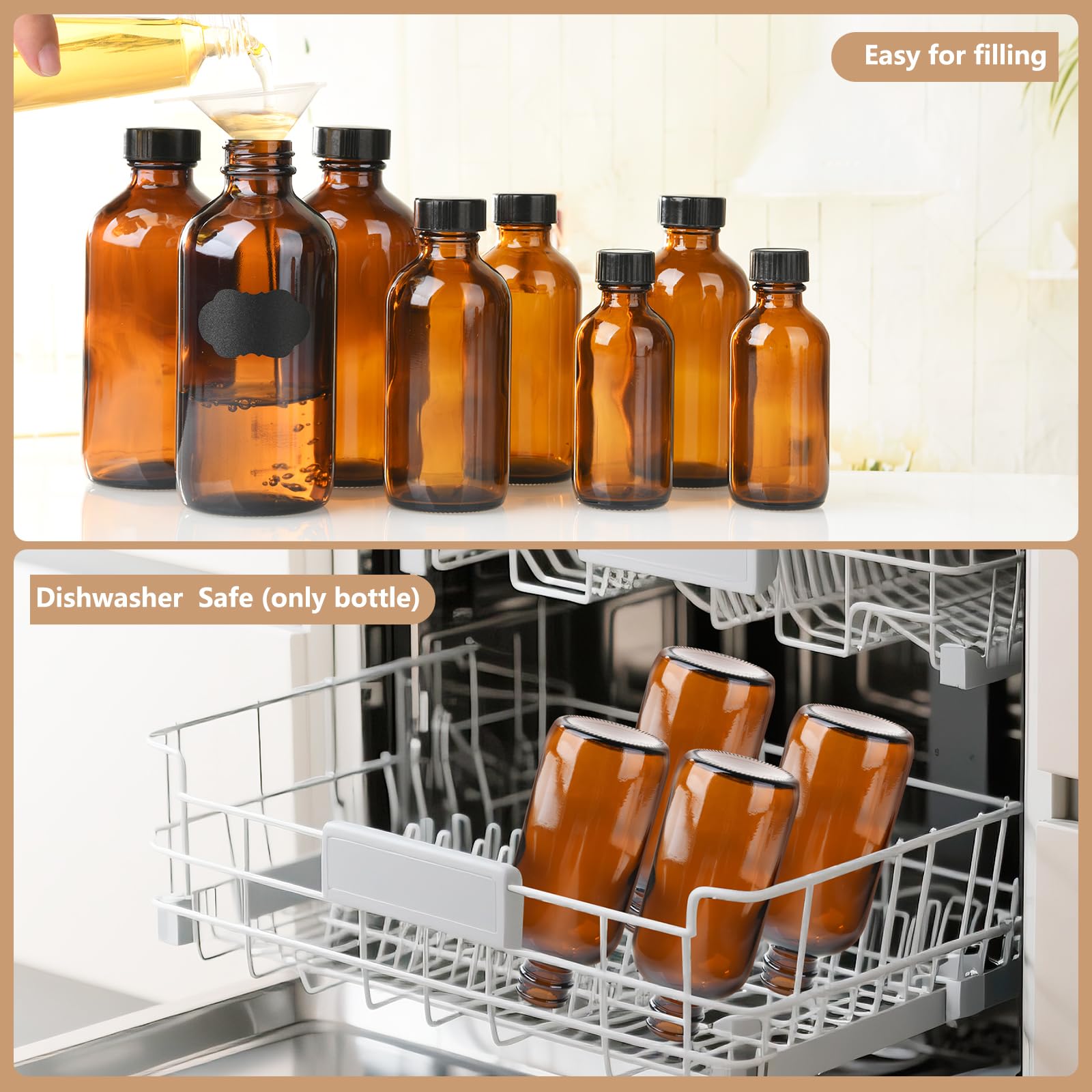 Conjunto de 24 botellas BPFY 2 oz, tapas y embudos para regalos.