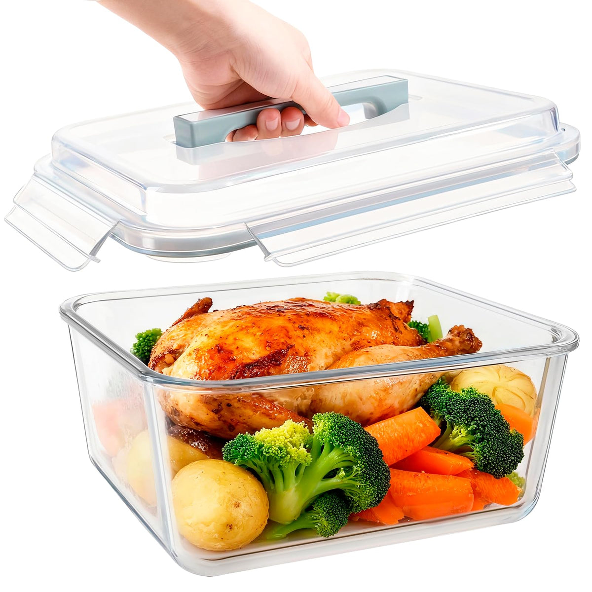 BPFY contenedor vidrio 6.5 L con tapa hermética para almacenamiento seguro.