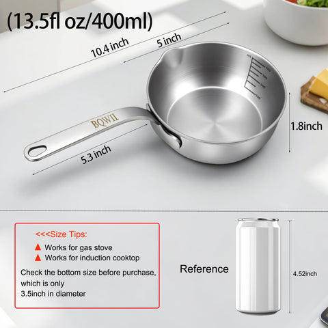 BQWII calentador 400 ml para derretir mantequilla, leche y salsas con rapidez.