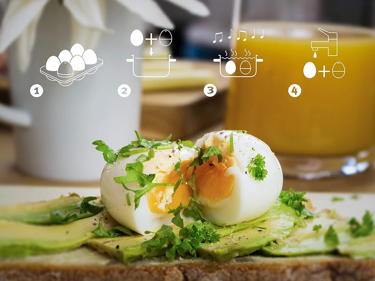 Brainstream BeepEgg: indica hervido suave mediante melodía clara.