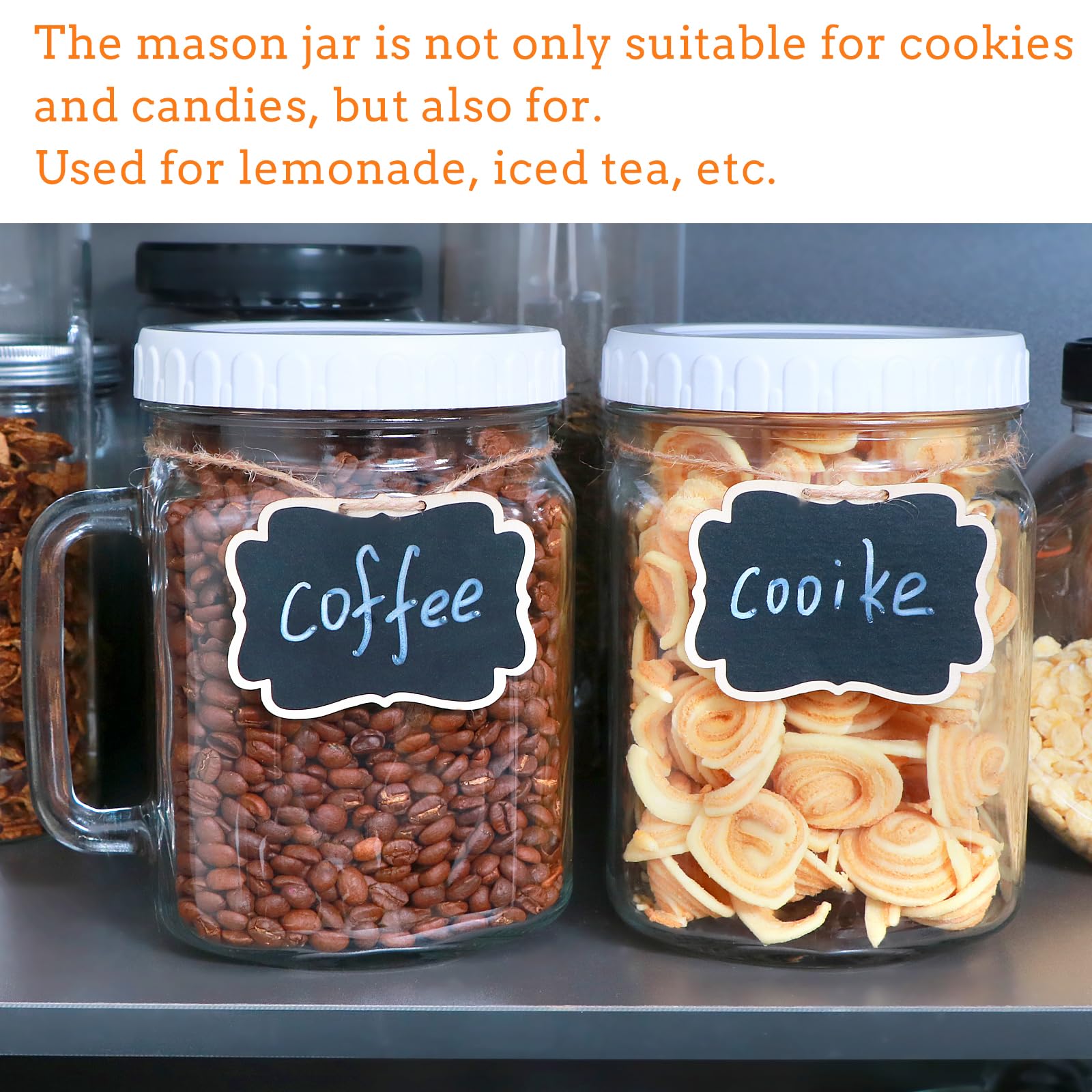 Brajttt jarra mason con pizarra para etiquetar contenidos.