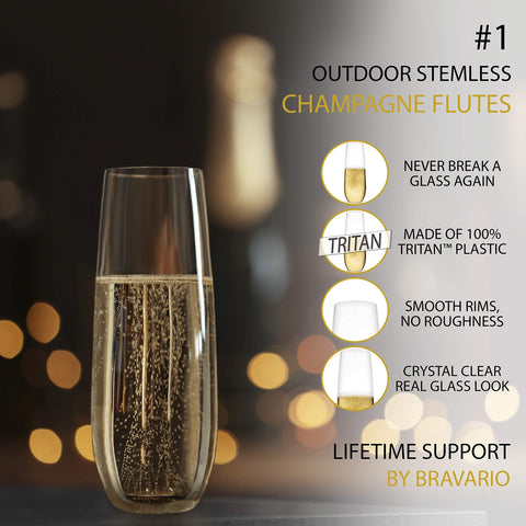 Bravario copas champán para bebidas y ocasiones múltiples.