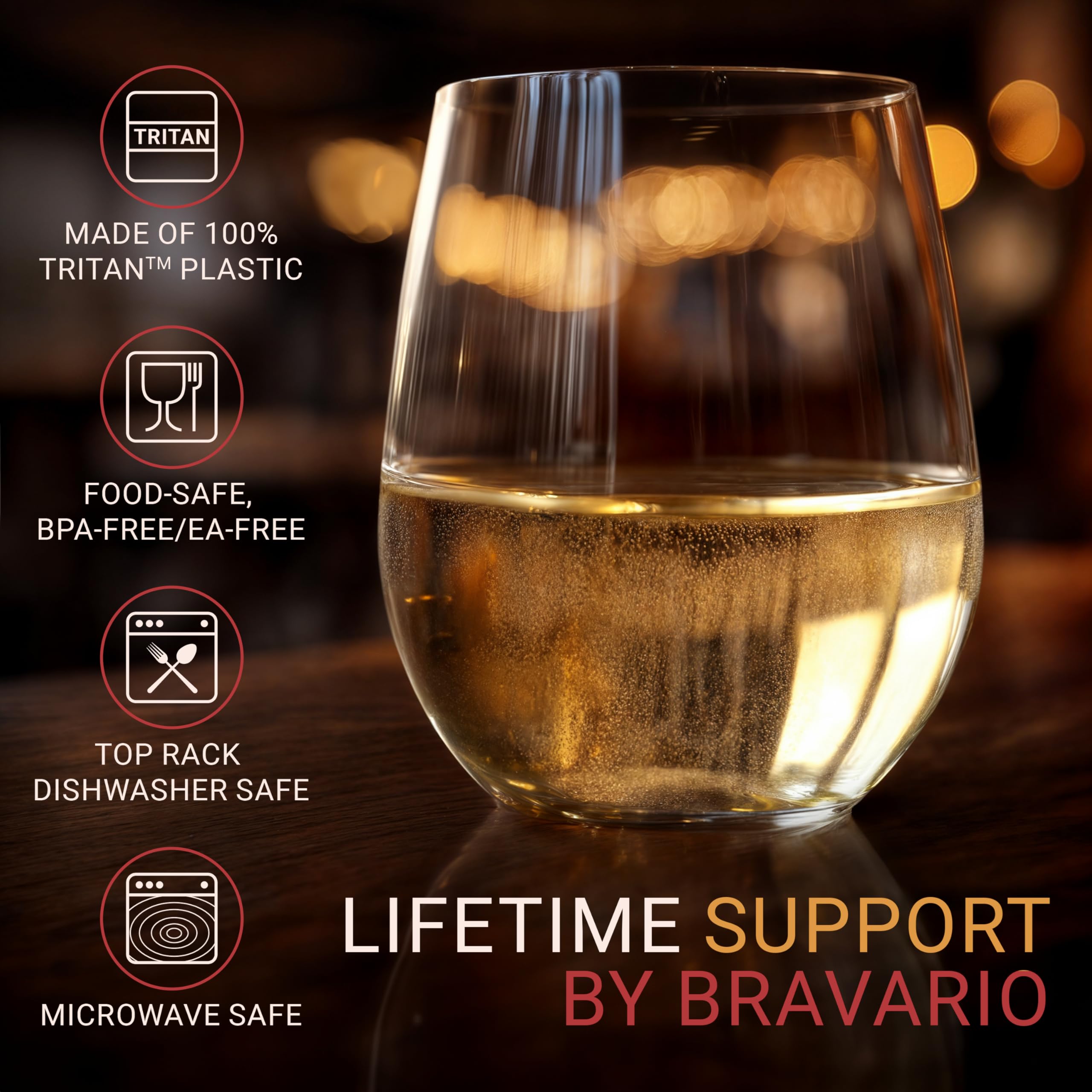 Bravario Vaso Vino apto para lavavajillas, mantenimiento sencillo