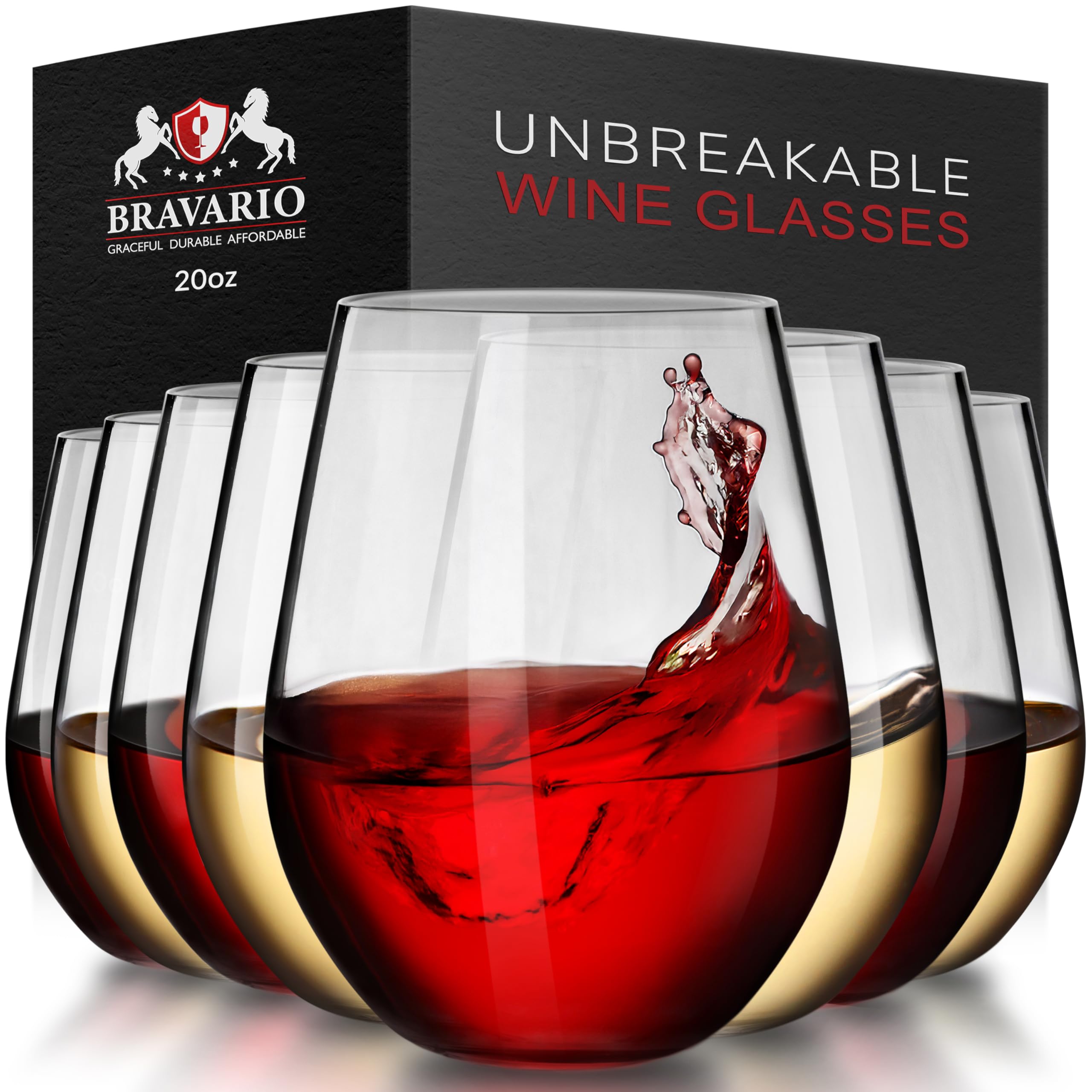 Vaso Bravario inquebrantable 20oz para uso interior y exterior sin riesgos de rotura.