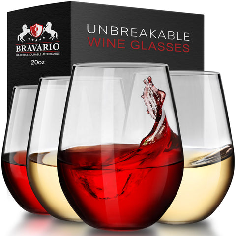 Bravario vaso vino inquebrantable con acabado claro para exterior.
