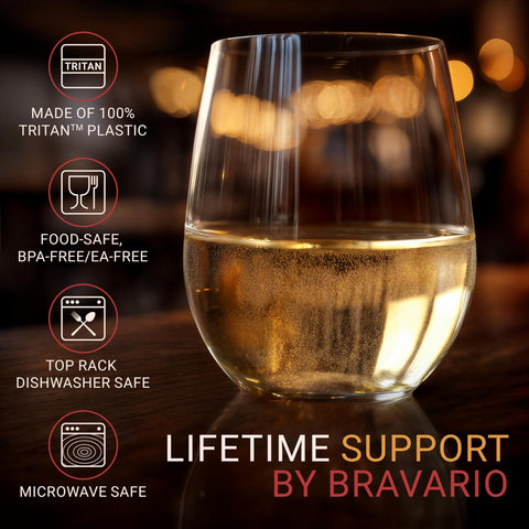 Bravario vaso vino transparente con aspecto de cristal.